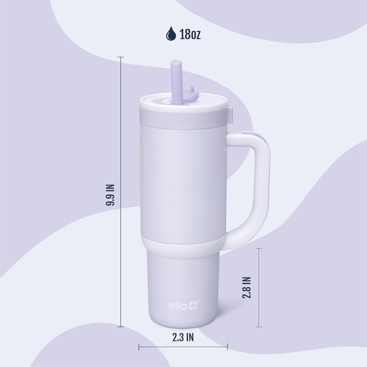Ello Oasis 18oz Kids Tumbler with Handle & Retracting Straw, 100% Leakproof Reusable Insulated Stainless Steel Cup, Gifts for Teens Girls Boys, Keeps cold for 18 Hours, Cup Holder Friendly, Glacier