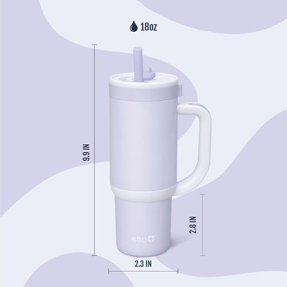 Ello Oasis 18oz Kids Tumbler with Handle & Retracting Straw, 100% Leakproof Reusable Insulated Stainless Steel Cup, Gifts for Teens Girls Boys, Keeps cold for 18 Hours, Cup Holder Friendly, Glacier
