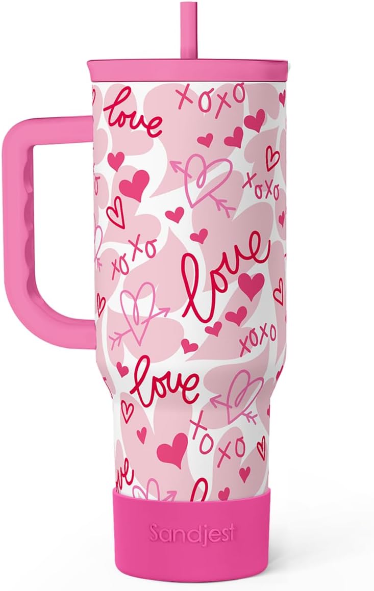 SANDJEST Pickleball 40oz Tumbler With Handle and Straw, Pickleball Queen Insulated Stainless Steel Travel Coffee Mug for Women Girls Players, Gift Idea for Birthday Christmas Mothers Day