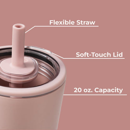 HydroJug Everyday Tumbler 20 oz – Ceramic-Lined Insulated Tumbler with Straw and Soft-Touch Lid, Cup Holder Friendly, Double-Wall Vacuum Insulation, Reusable Travel Cup – Rodeo