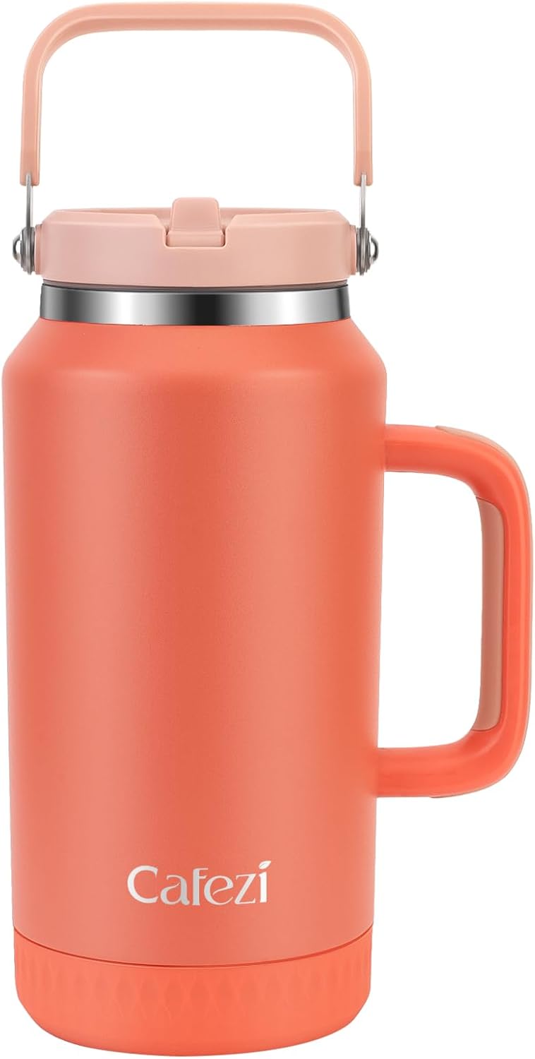 40 oz Insulated Tumbler with Top Handle and Flip Straw, Vacuum Insulated Stainless Steel Cup with Leak-Proof Lid, Sweat-Free, Fits Cup Holder, Keeps Ice Cold up to 30 Hours