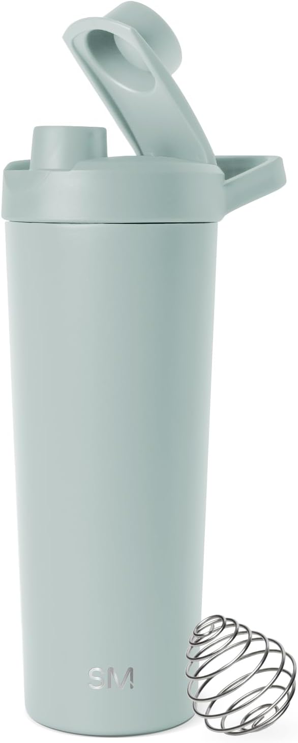 Simple Modern Stainless Steel Shaker Bottle with Ball 24oz | Metal Insulated Cup for Protein Mixes, Shakes and Pre Workout | Rally Collection | Almond Birch