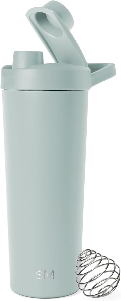 Simple Modern Stainless Steel Shaker Bottle with Ball 24oz | Metal Insulated Cup for Protein Mixes, Shakes and Pre Workout | Rally Collection | Almond Birch
