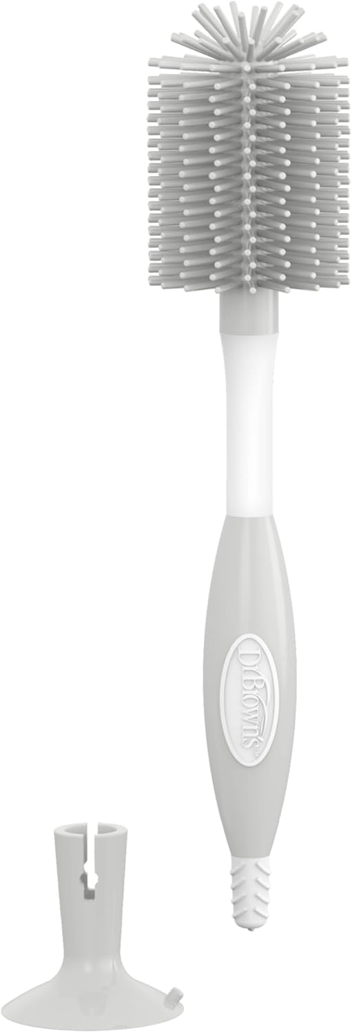 Dr. Brown's Soft Touch No Scratch Baby Bottle Cleaning Brush Nipple Cleaner with Stand and Storage Clip, BPA Free, Blue 1-Pack