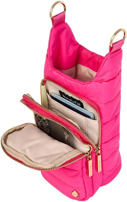 WanderFull Original HydroBag Fits Up to 32 oz Water Bottle Holder with Strap – Hands-Free Crossbody Water Bottle Carrier Bag with Phone Pocket - Colors B