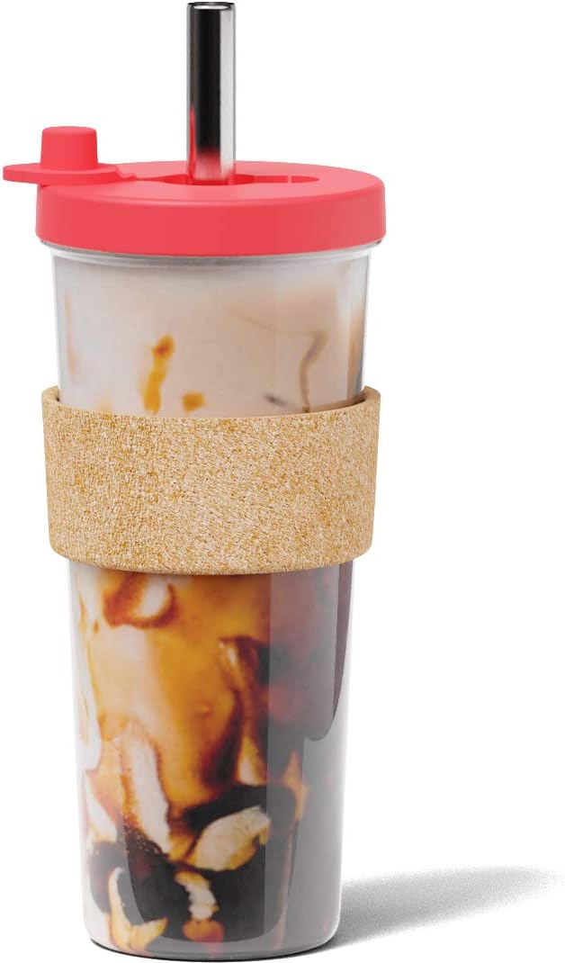 Dodoko Sage Green 24 oz Reusable Boba Cup and Straw Bubble Tea Cup with Wide Lid and Straw