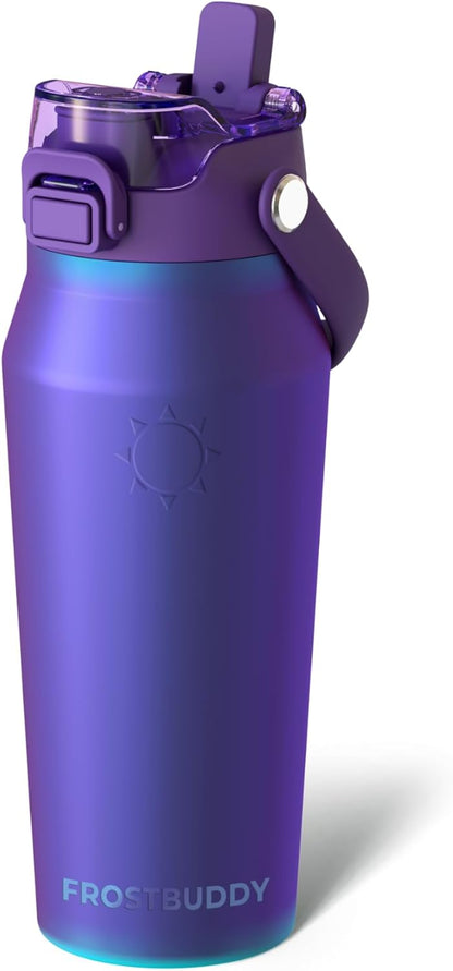Frost Buddy 24oz Insulated Water Bottle with Straw & Chug Lid | Leak-Proof Stainless Steel | 24-Hours Cold | Sweat-Proof, Cup Holder Friendly | Ideal for Gym, Travel, Sports & Everyday Hydration - Colors A