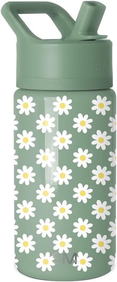 Simple Modern Kids Water Bottle with Straw Lid | 14oz Insulated Stainless Steel Kids Tumbler & Spill Proof Toddler Cup for School, Girls, Boys | Summit | Chloe Floral - Colors B