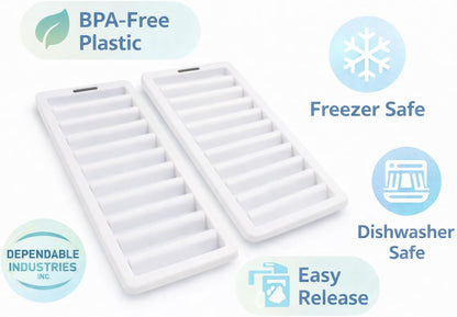 Set of 2 Ice Stick Trays – BPA-Free Plastic, Freezer-Safe, Long Ice Sticks for Water Bottles & Sports Bottles, Easy-Release Design