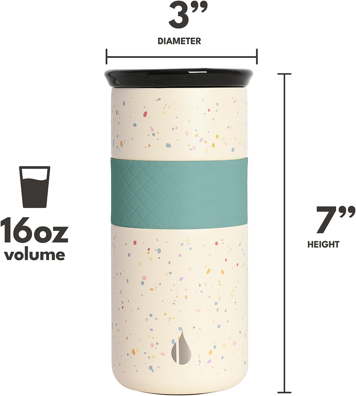 Elemental Artisan Insulated Tumbler, Triple Wall Coffee Travel Mug, Reusable Stainless Steel Coffee Tumbler with Ceramic Lid, Thermal Coffee Cups for Hot (6 Hrs) & Cold (18 Hrs), 16oz - Forest Green
