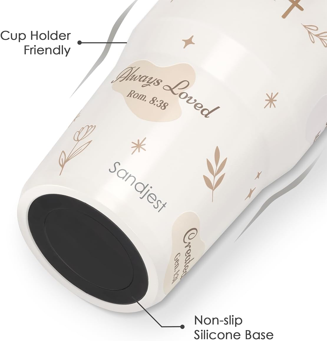 SANDJEST Leopard Skin Stainless Steel Straw Lid Tumbler 30oz with Carry Handle for Women Girls, Insulated Travel Coffee Cup, Gift for Sports Outdoor Workout Christmas Birthday (Beige)