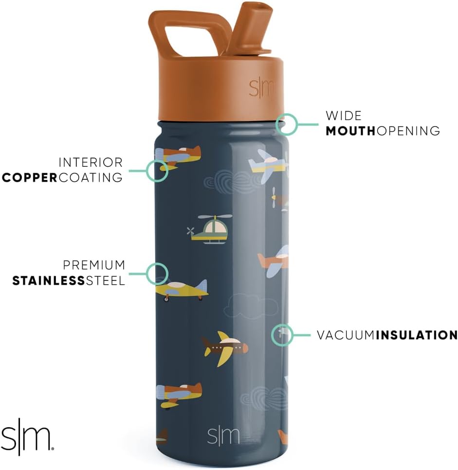 Simple Modern Kids Water Bottle with Straw Lid | 14oz Insulated Stainless Steel Kids Tumbler & Spill Proof Toddler Cup for School, Girls, Boys | Summit | Chloe Floral - Colors B