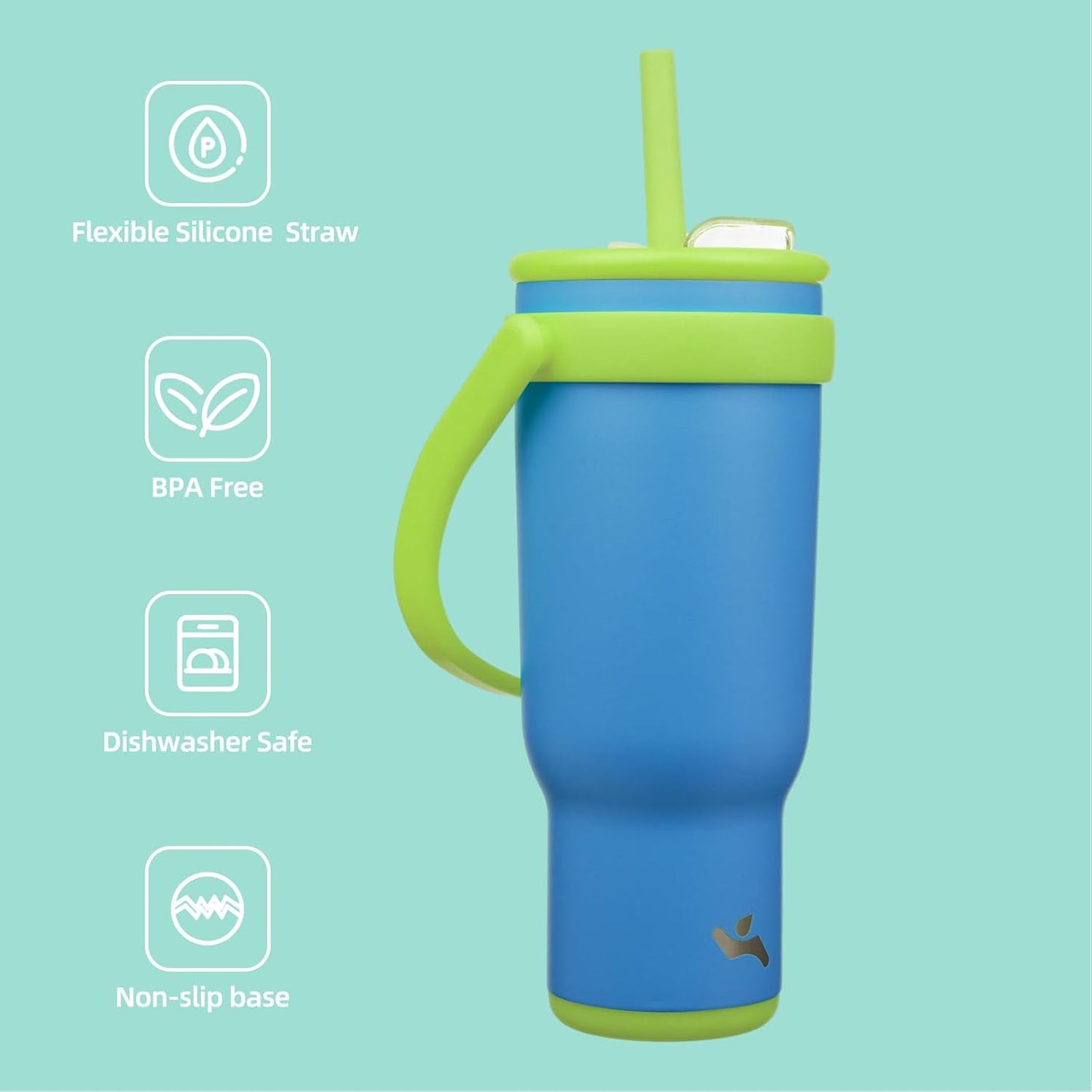 Konokyo 30 oz Tumbler with Side Handle, Insulated Water Bottle with Straw and 2 in 1 Lid, Stainless Steel Cup Travel Coffee Mug for Sports Office Gym,Purple