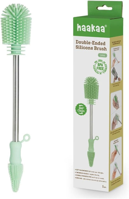 Haakaa Silicone Cleaning Brush Kit – Household Cleaning Brushes for Bottles and Crevices – Food-Grade Silicone: Dishwasher Safe (Brush-Blush)