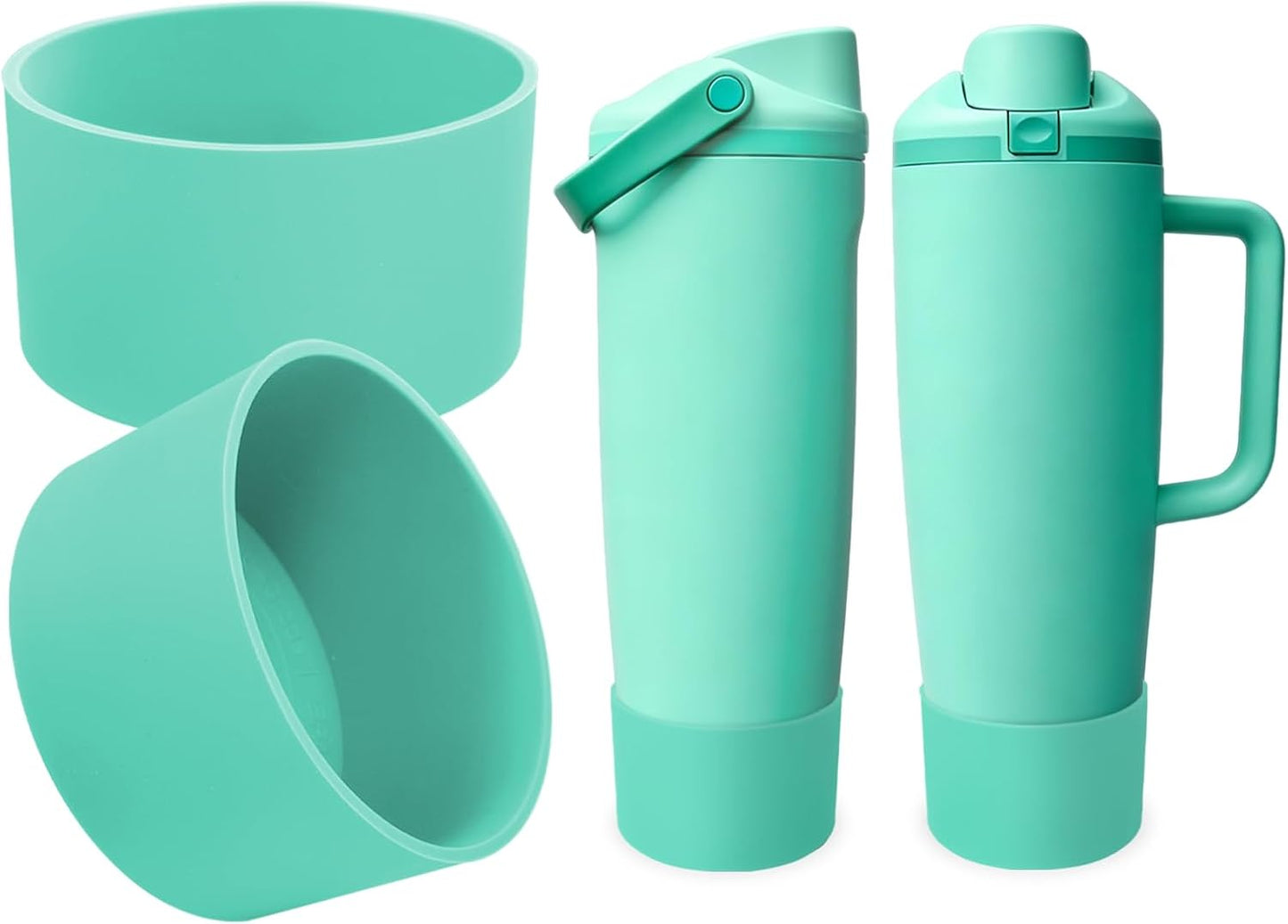 2PCS Silicone Boots for Owala 30oz & 40oz FreeSip Sway Bottles & Tumblers – Non-Slip, Scratch-Resistant, Stability Enhancer for Owala Accessories (Eucalyptus Green) - Colors A