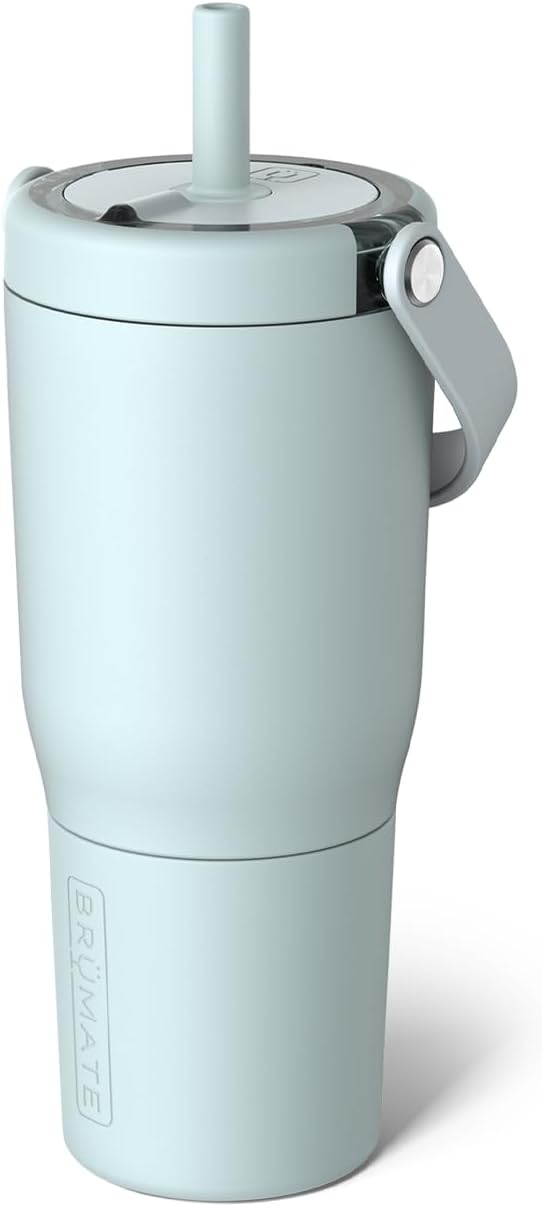 BrüMate Resa 35oz 100% Leakproof Tumbler w/Handle & Straw | Flexible SoftSip Straw | Silicone Sleeve for Durability | Stainless Steel | Cup Holder & Travel Friendly Water Bottle (Java)