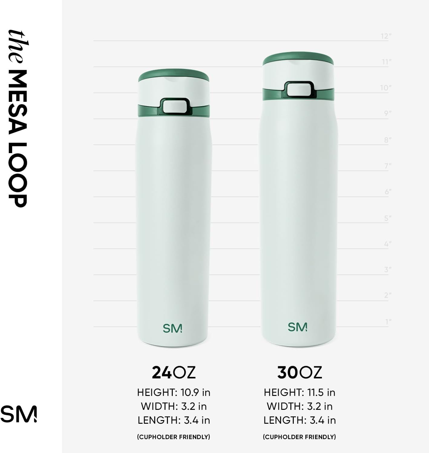 Simple Modern Mesa Loop Water Bottle with Covered Straw and Handle | 24oz Cup Holder Friendly Insulated Stainless Steel Bottles for Travel, Sports and School | Iris Sage - Colors A