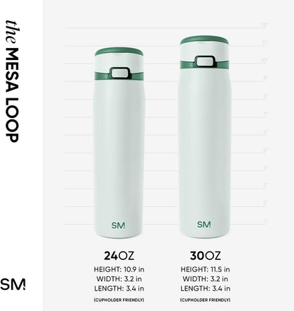Simple Modern Mesa Loop Water Bottle with Covered Straw and Handle | 24oz Cup Holder Friendly Insulated Stainless Steel Bottles for Travel, Sports and School | Iris Sage - Colors A