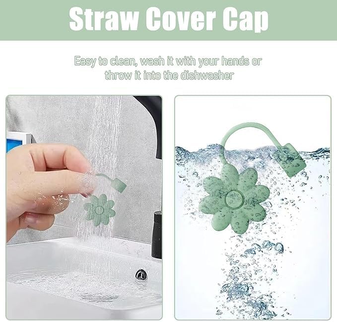 Flower Straw Covers Toppers for Stanley Cups 30&40 Oz Tumbler with Handle Accessories 4PCS Silicone Straw Caps Reusable Straws Tips Protectors for Stanley Cup 10mm 0.4in Straws,Off White