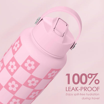SANDJEST Pickleball Gift for Women, Water Bottle Stainless Steel 32oz with Lid & Straw, Sport Insulated Bottles Gifts for Girls Friends Teens Birthday Christmas
