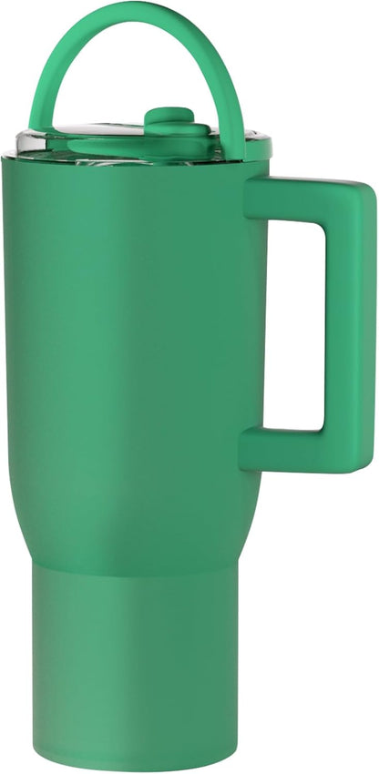 40 oz Tumbler with Handle Flip Straw,100% Leak Proof Water Bottle Coffee Tumbler Insulated Cup,Stainless Steel & Rubber Base,Travel Mug,BPA Free,Gifts,Nean Megenta,40 oz