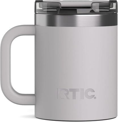 RTIC 12oz Essential Mug with Lid and Handle, Ceramic Lined, Insulated, Stainless Steel, Metal, Double Wall Vacuum-Insulation, Portable, Travel Cup for Hot and Cold Drink, Beach