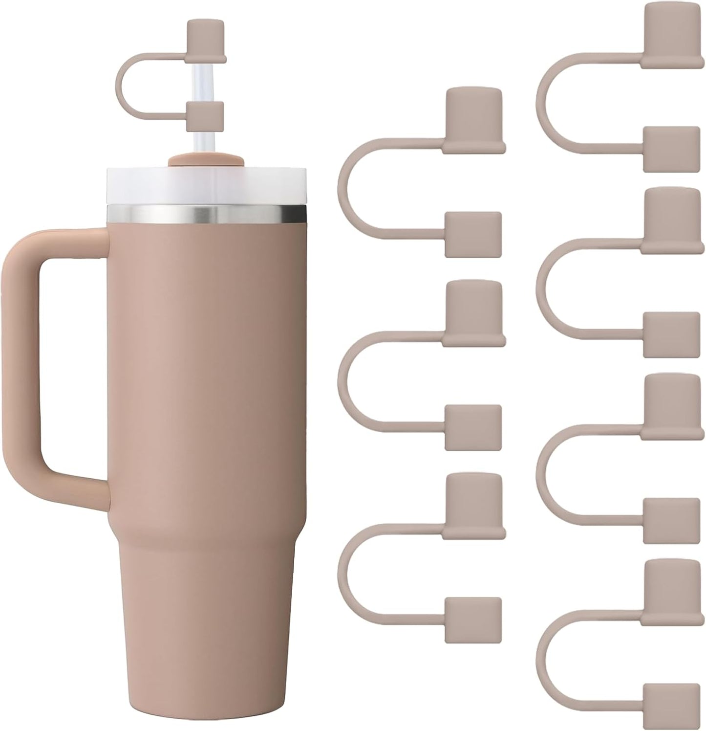 7Pcs Straw Cover Cap for Stanley Cup,Simple 10mm(0.4inch) Silicone Straw Toppers for Stanley 40&30oz Tumbler Accessories-Multicolor