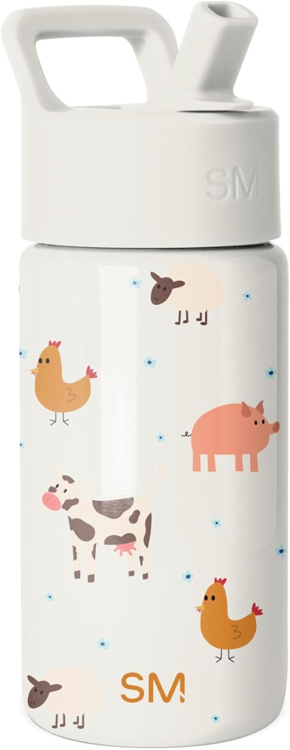 Simple Modern Kids Water Bottle with Straw Lid | 14oz Insulated Stainless Steel Kids Tumbler & Spill Proof Toddler Cup for School, Girls, Boys | Summit | Chloe Floral - Colors B