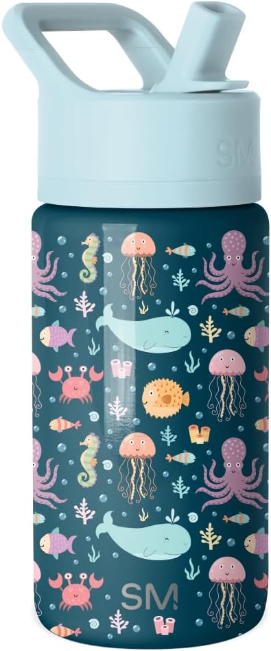 Simple Modern Kids Water Bottle with Straw Lid | 14oz Insulated Stainless Steel Kids Tumbler & Spill Proof Toddler Cup for School, Girls, Boys | Summit | Chloe Floral - Colors B