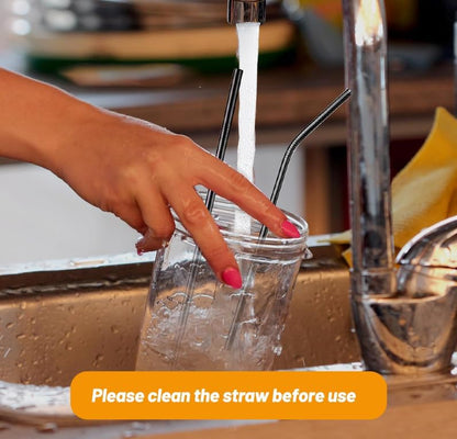 VEHHE Metal Straws Stainless Steel Straws Drinking Straws Reusable - 10.5" Ultra Long 4 + 1 - W/Cleaning Brush for 20/30 Oz for Yeti RTIC SIC Ozark Trail Tumblers (2 Straight|2 Bent|1 Brush)
