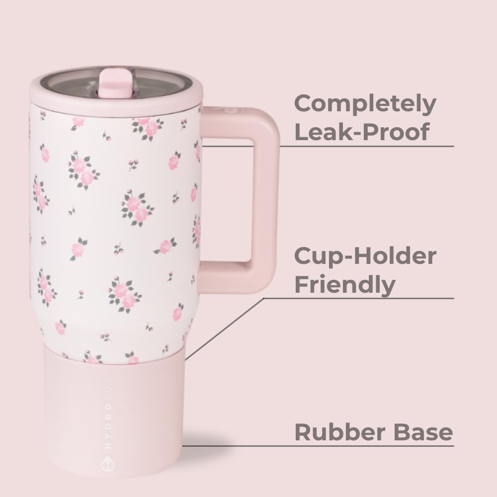 HydroJug Kids - 20 oz Insulated Kids Water Bottle with Flip Straw & Handle | Leak-Proof & Durable | Perfect for School, Sports, Lunch, Travel & Camp, Primrose