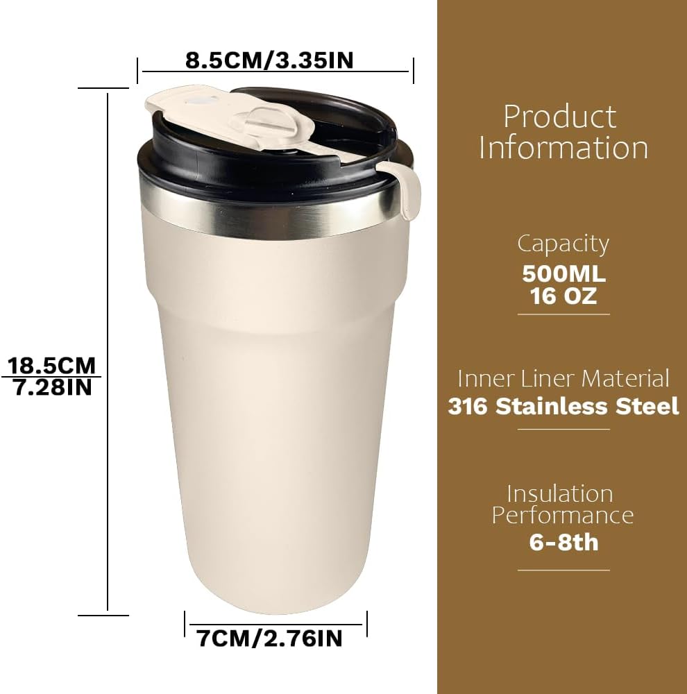 SPLMIFA Travel Coffee Mug Leak-Proof, Reusable Coffee Cups with Lids, Stainless Steel Vacuum Insulated Coffee Tumblers, Thermal Insulation Cup for Men and Women Hot & Cold Drinks(2nd-Green Pink, 12OZ)