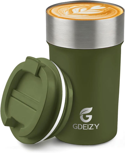 17oz Double Wall Stainless Steel Vacuum Insulated Travel Mug, Spill-Proof & Leak-Proof Coffee Mug, BPA-Free Reusable Coffee Cup for Hot & Cold Drinks, Black (Black)