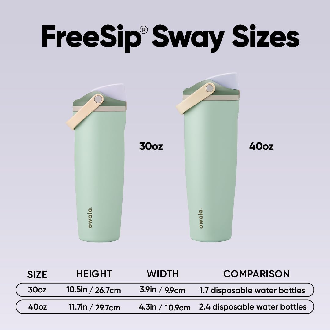 Owala FreeSip Sway Insulated Stainless Steel Water Bottle with Two-Way Spout, Built-In Straw and Bucket Handle, Made for Travel, School, and Sports, 30oz, BPA Free, Leak Proof, Daybreak