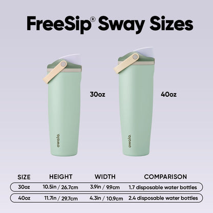 Owala FreeSip Sway Insulated Stainless Steel Water Bottle with Two-Way Spout, Built-In Straw and Bucket Handle, Made for Travel, School, and Sports, 30oz, BPA Free, Leak Proof, Daybreak