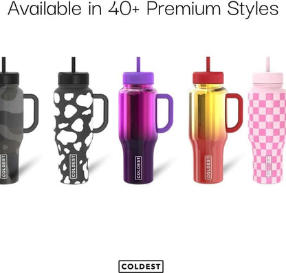 Coldest Tumbler with Handle and Straw - 100% Spill Proof Tumbler with Straw (3 Lids) - Stainless Steel Insulated Leakproof Tumblers for Women & Men - Cup Holder Friendly - 46 oz (Purple Nova) - Colors A