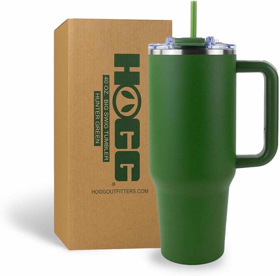 Hogg Big Swig 40 oz Tumbler with Handle and Straw - Red, 40oz Insulated Stainless Steel, Water Tumbler with Straw, Water Cup with Handle, Versatile Leak Proof Lid