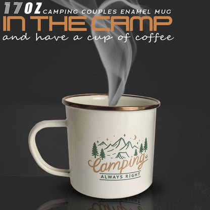 Roadmap Camping Gifts Camping Mugs Set of 2 Travel Holiday Enamel Coffee Cup 17OZ Big Capacity 304SS Golden Rim for Drinking Outdoor Couples Anniversary Wedding Christmas Valentines Day His and Hers