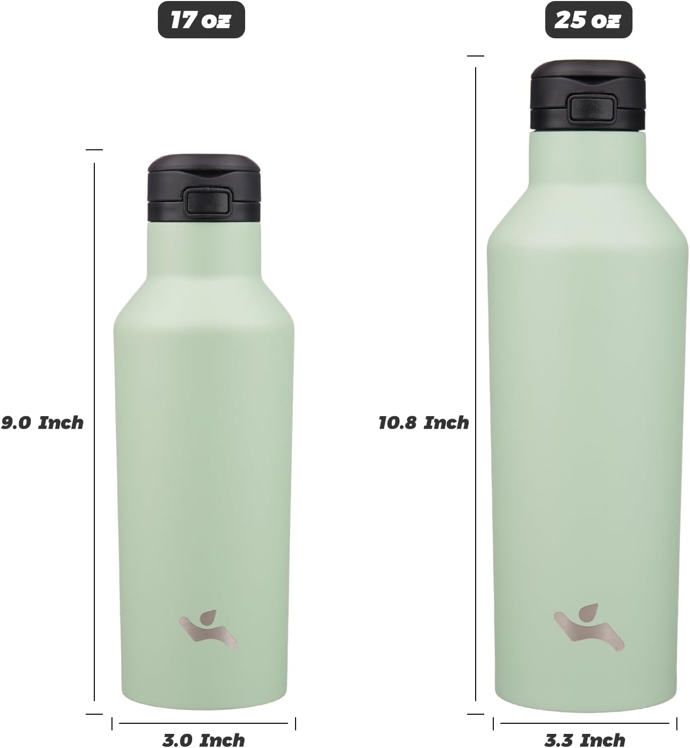 Konokyo Insulated Water Bottle with Straw,25 OZ Double Wall Vacuum Stainless Steel Water Flask with 2 Lids,Black