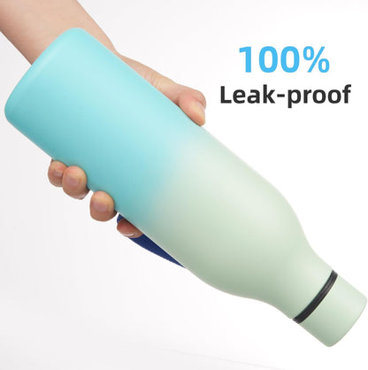 Konokyo Insulated Water Bottle with Strap,18 oz Double Wall Stainless Steel Vacuum Bottles Metal Water Flask,Macaron Green - Colors A