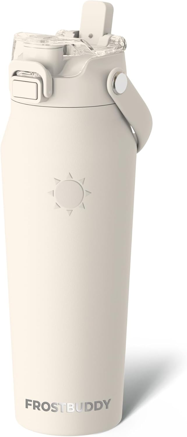 Frost Buddy 24oz Insulated Water Bottle with Straw & Chug Lid | Leak-Proof Stainless Steel | 24-Hours Cold | Sweat-Proof, Cup Holder Friendly | Ideal for Gym, Travel, Sports & Everyday Hydration - Colors A