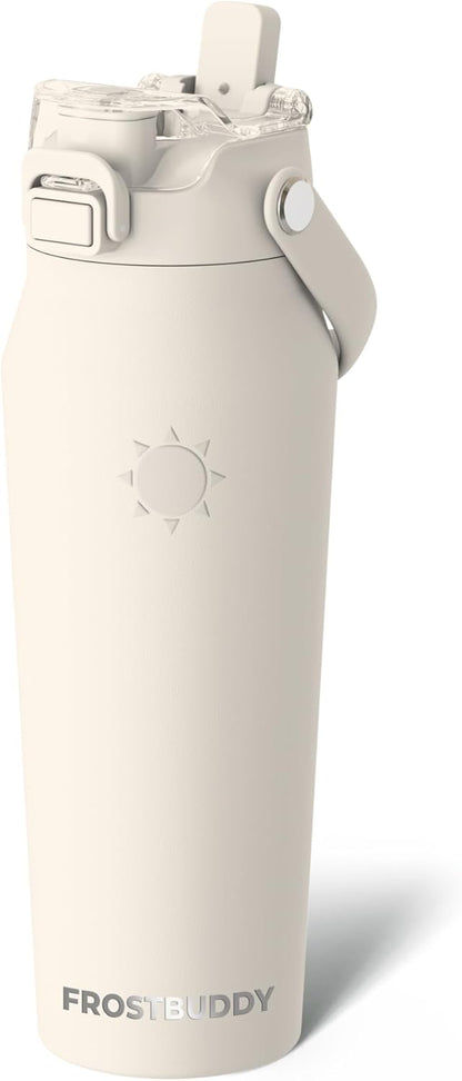 Frost Buddy 24oz Insulated Water Bottle with Straw & Chug Lid | Leak-Proof Stainless Steel | 24-Hours Cold | Sweat-Proof, Cup Holder Friendly | Ideal for Gym, Travel, Sports & Everyday Hydration - Colors A