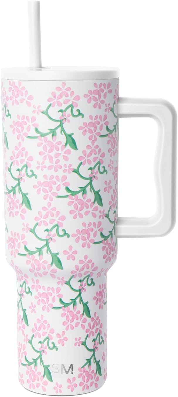 Simple Modern 40 oz Trek Tumbler with Handle and Straw Lid | Cup Holder Friendly Insulated Stainless Steel Travel Mug | Sea Glass Sage - Colors A