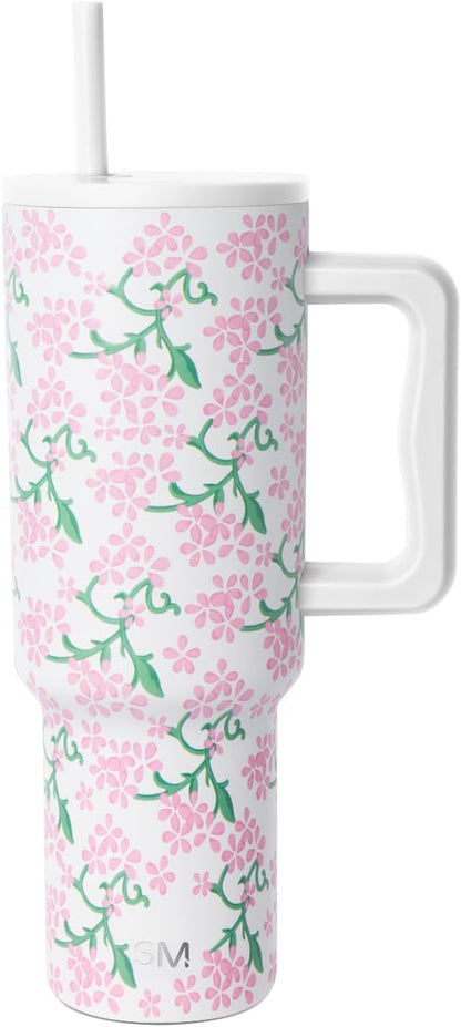 Simple Modern 40 oz Trek Tumbler with Handle and Straw Lid | Cup Holder Friendly Insulated Stainless Steel Travel Mug | Sea Glass Sage - Colors A