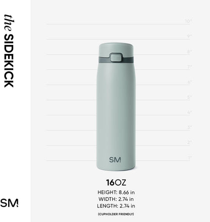 Simple Modern Sidekick Travel Coffee Mug | Ceramic-Lined Insulated Stainless Steel Tumbler | Leak-Proof and Cup Holder Friendly | 16oz, Almond Birch Mix