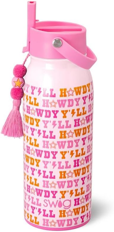 Swig Life 36oz Insulated Water Bottle, Travel Water Bottle with Straw and Lid, Cup Holder Friendly, Stainless Steel (Pickleball)