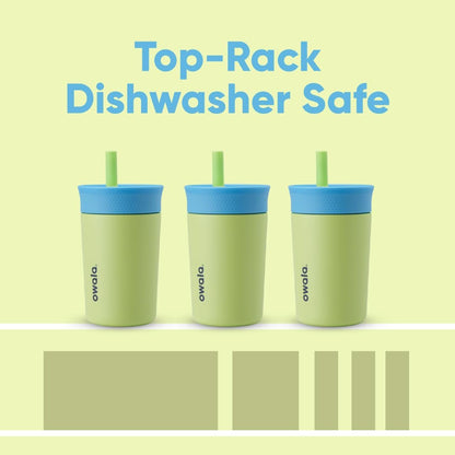 Owala Kids BPA-Free Plastic Tumbler with Spill Resistant Flexible Straw, Easy to Clean, Kids Water Bottle, Great for Travel, Dishwasher Safe, 15 Oz, Skate Park