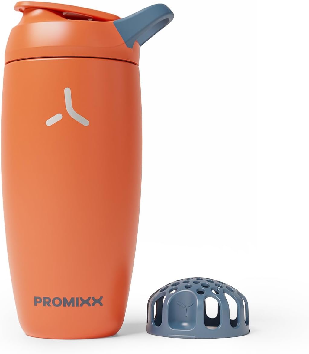 Promixx Pursuit Insulated Shaker Bottle – 18oz Double-Wall Stainless Steel Protein Mixer with Snap-Fit Agitator for Smooth Ice-Cold Shakes – Leak-Proof Gym Shaker Cup for Fitness – Midnight Blue