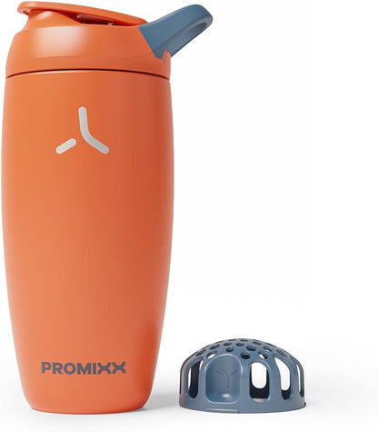 Promixx Pursuit Insulated Shaker Bottle – 18oz Double-Wall Stainless Steel Protein Mixer with Snap-Fit Agitator for Smooth Ice-Cold Shakes – Leak-Proof Gym Shaker Cup for Fitness – Midnight Blue