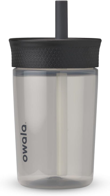 Owala Kids BPA-Free Plastic Tumbler with Spill Resistant Flexible Straw, Easy to Clean, Kids Water Bottle, Great for Travel, Dishwasher Safe, 15 Oz, Skate Park